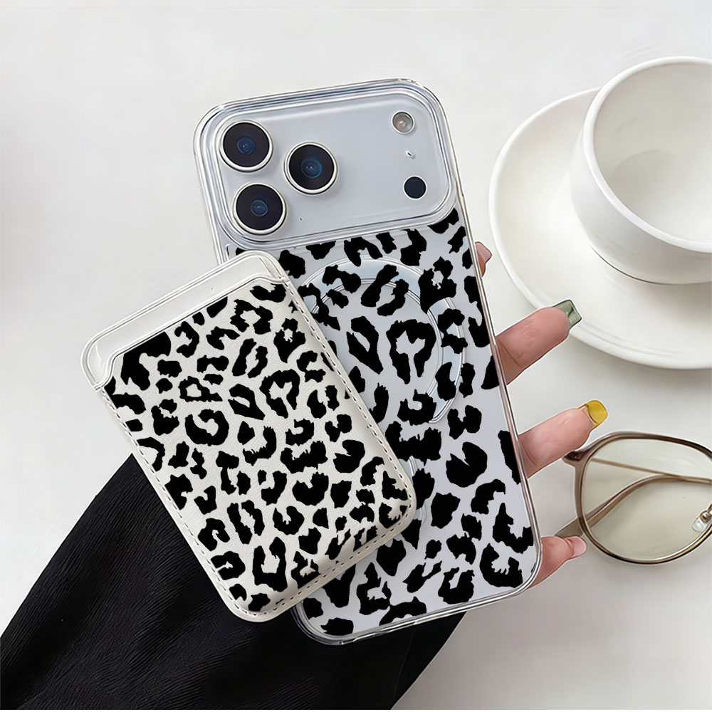 Phone Cases That Hold Cards - Czarny wzór w panterkę, etui na